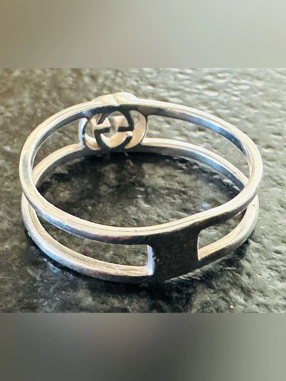 GUCCI Interlocking G Open Band Ring AG925 Sterling Silver Size 21 / US 8.5 - Picture 4 of 7